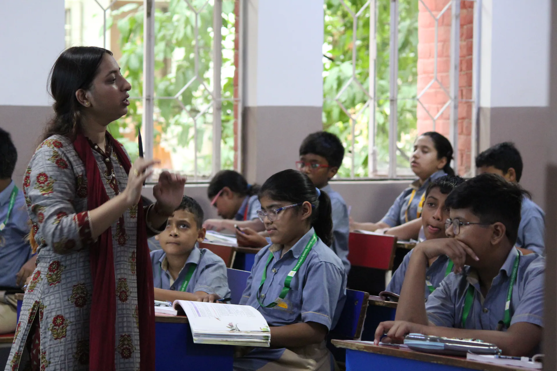 Students engaged in an interactive classroom lesson
