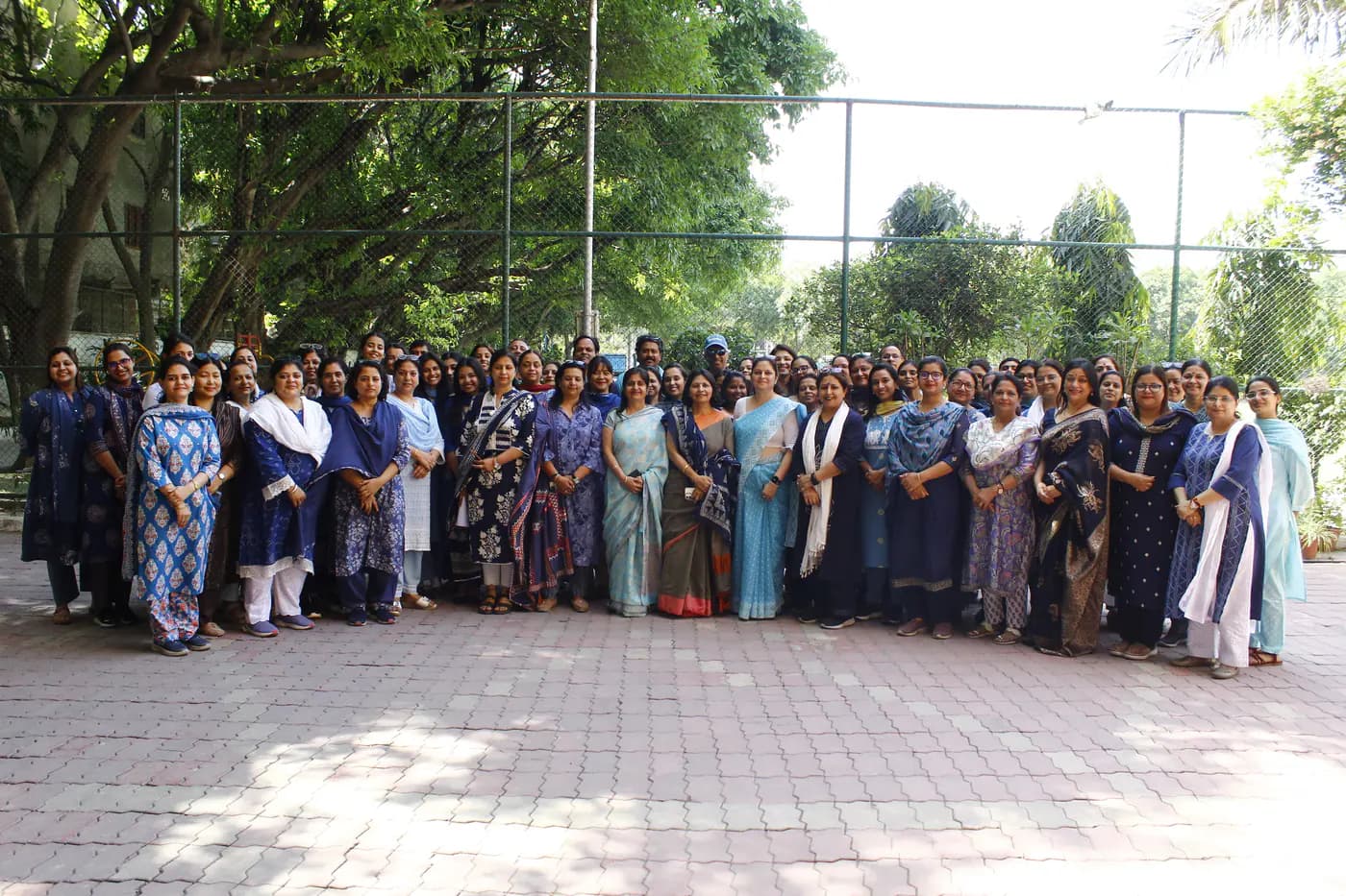 The Salwan school community gathered outdoors