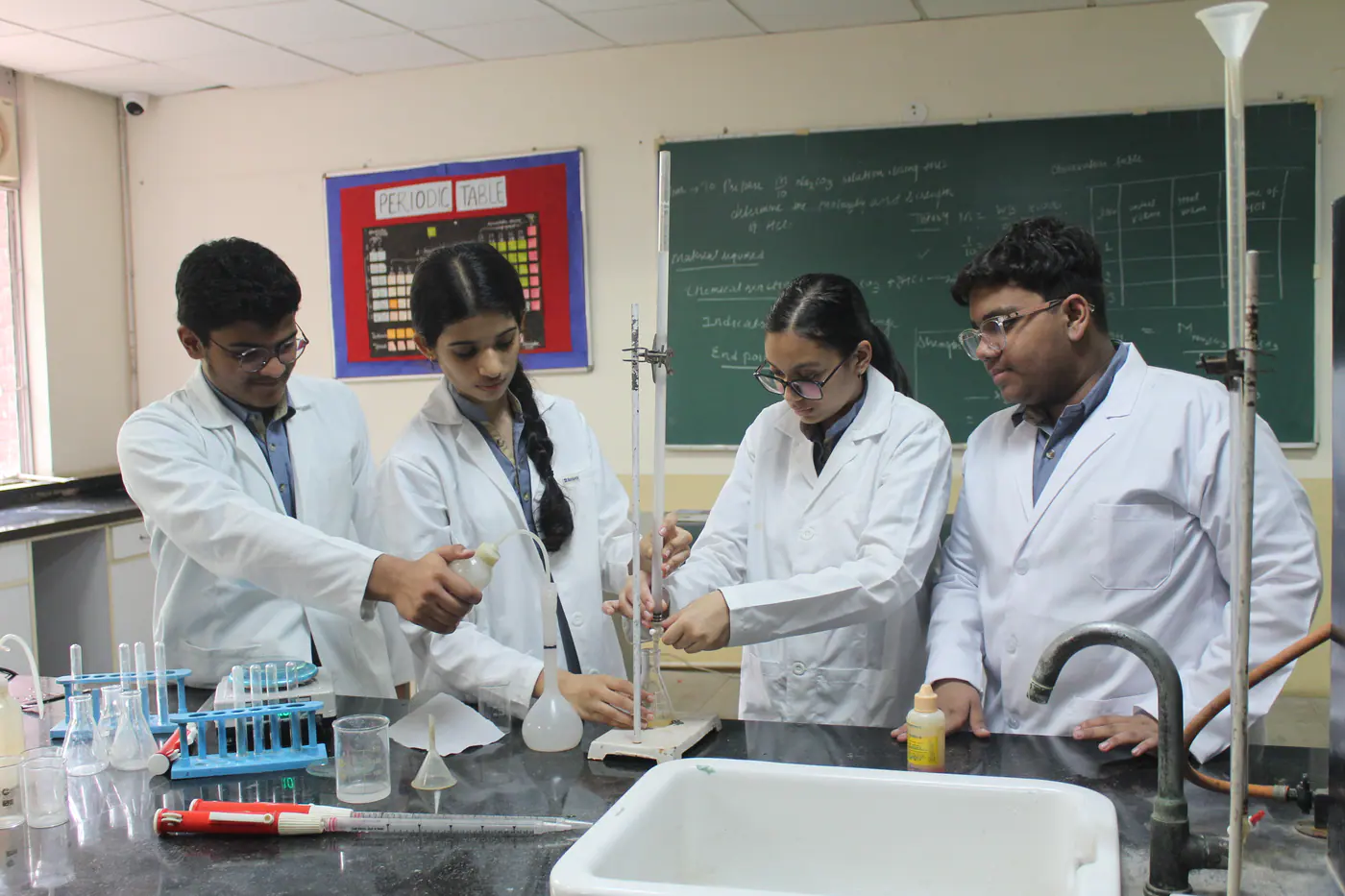 Students conducting an experiment in the science laboratory