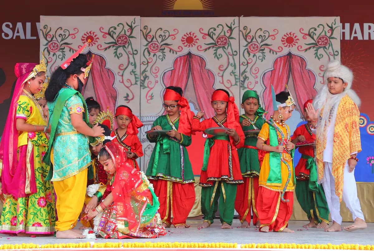 Students participating in a Salwan school event