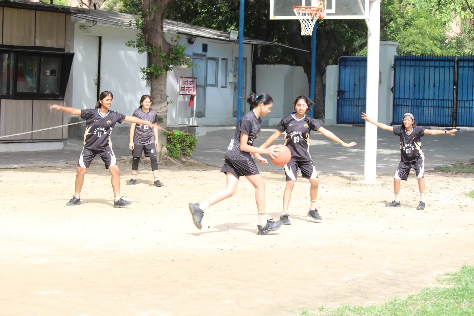 Students at basketball practice