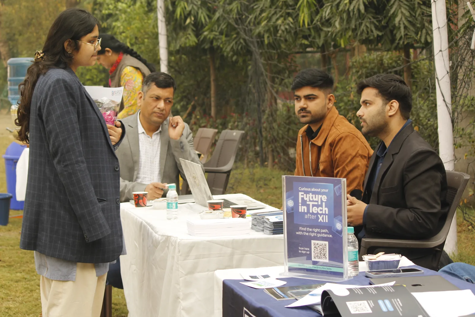 Career counselling discussion with a small group of students