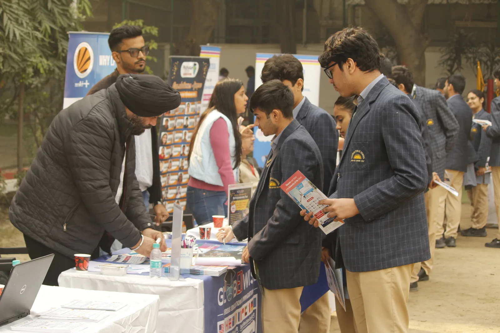 Students reviewing course and career information