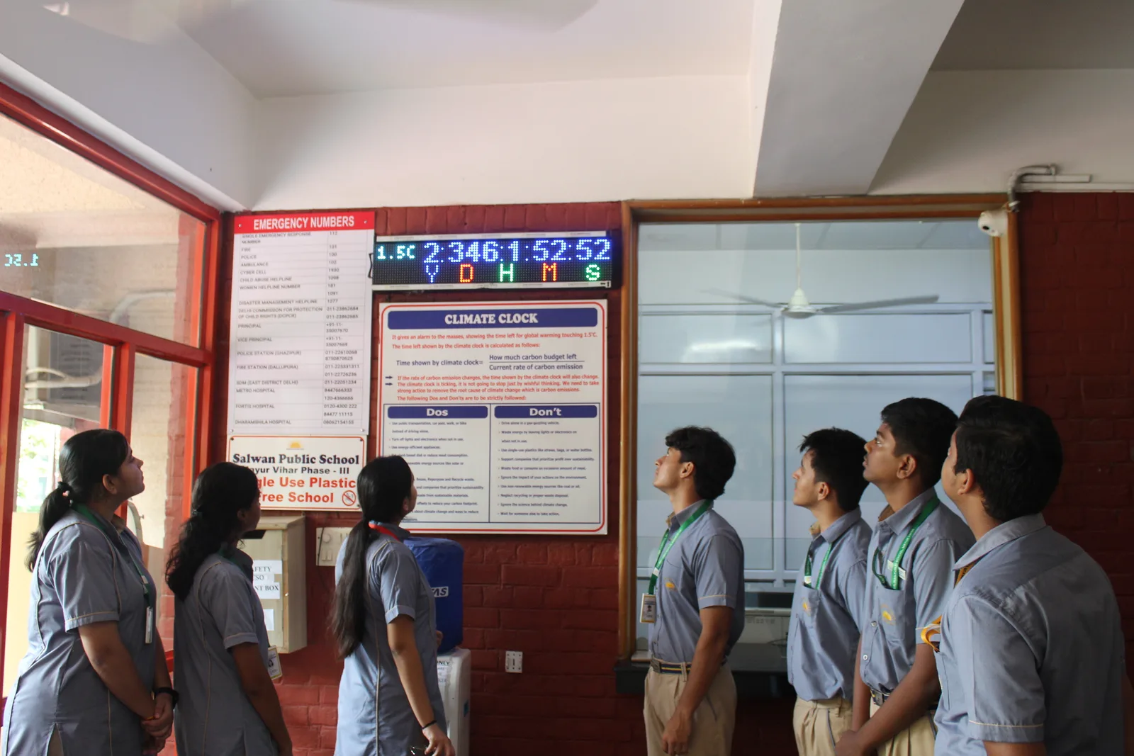 The school’s Climate Clock displaying the countdown to climate action