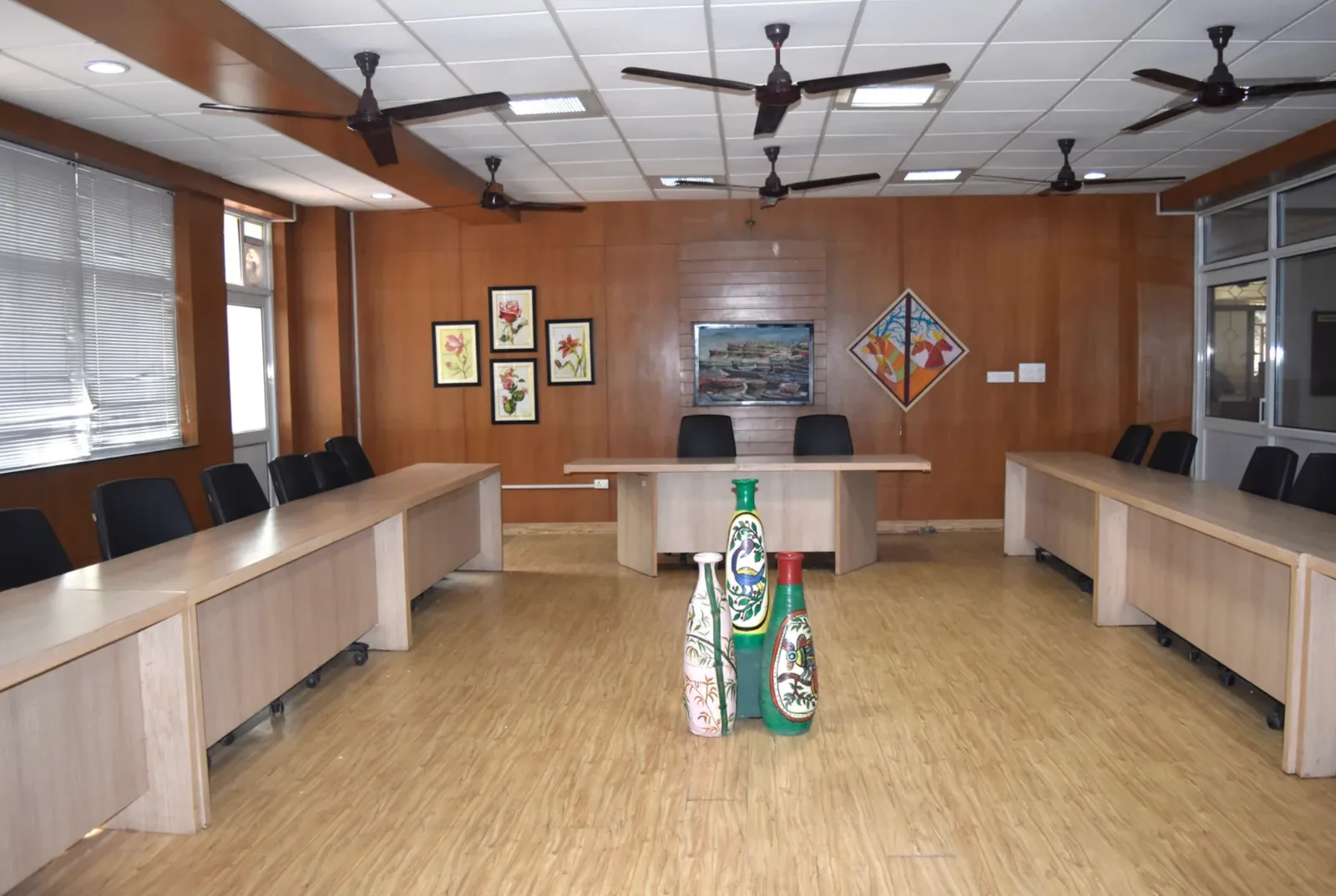 Conference room set up for meetings and discussions