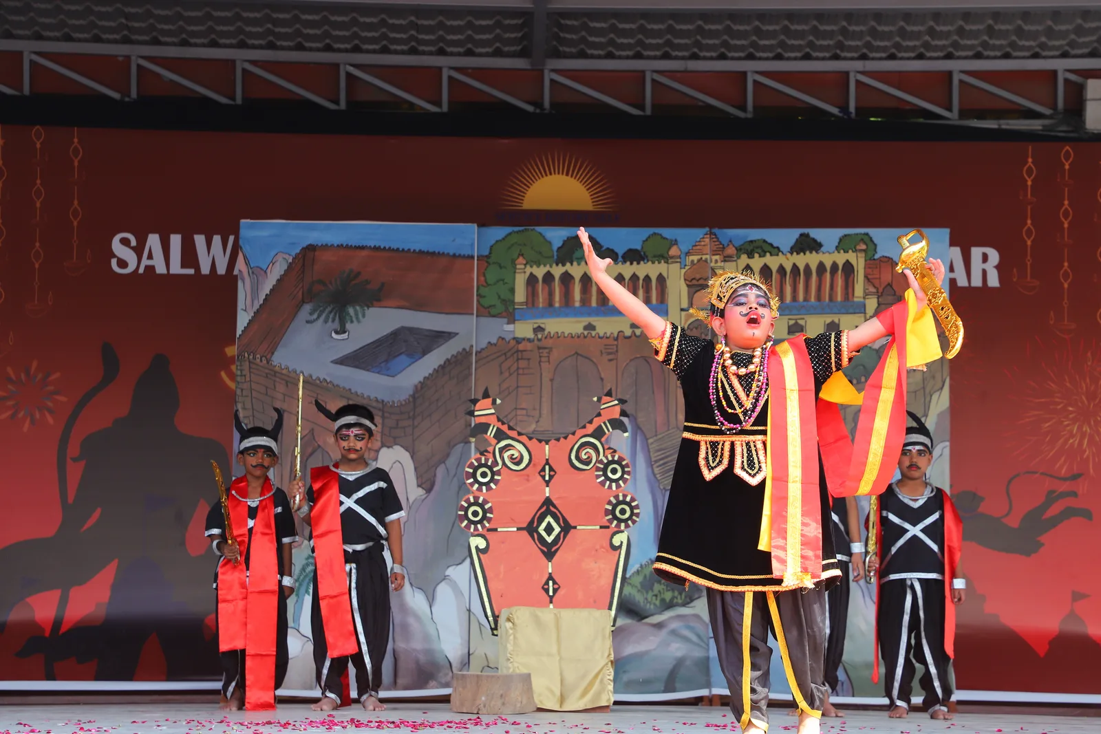 Students performing in a drama and theatre session