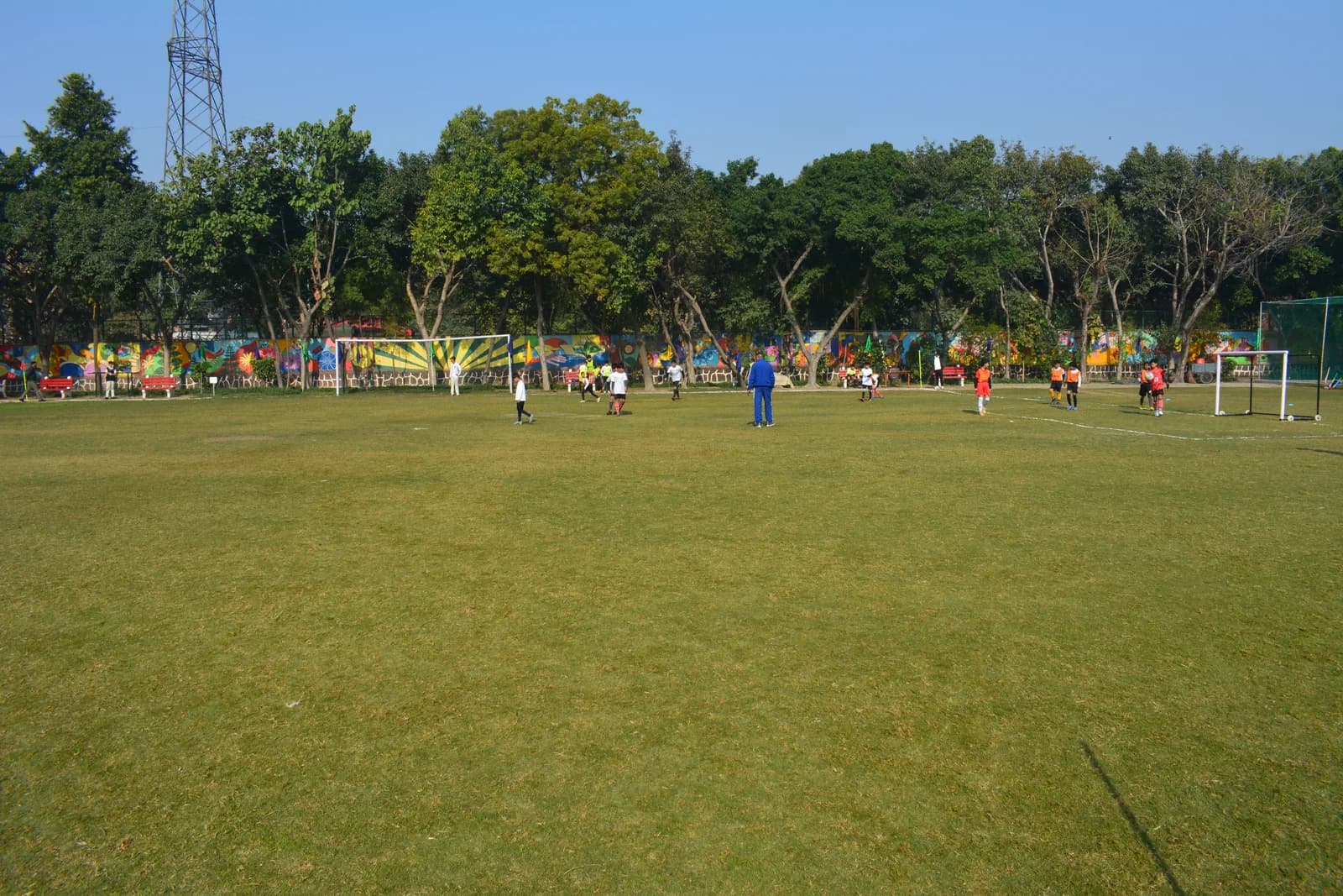 The main sports ground seen across its full length
