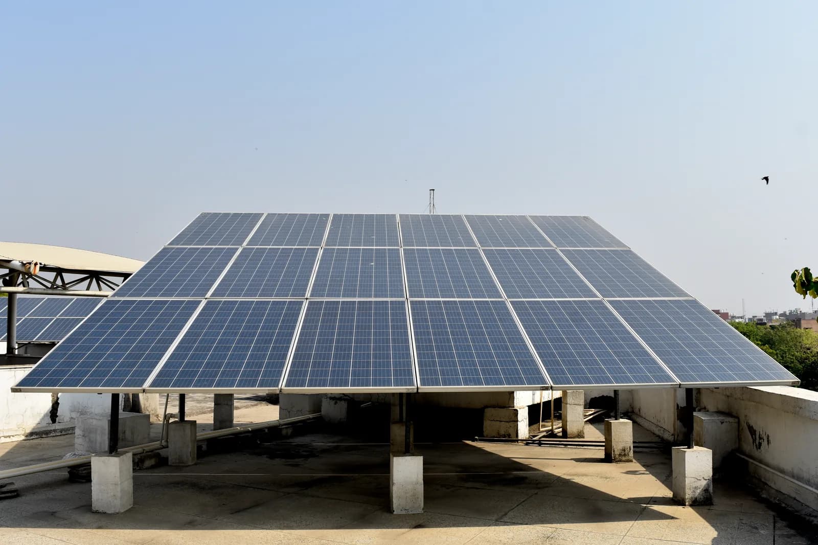 Solar panels installed on the school roof