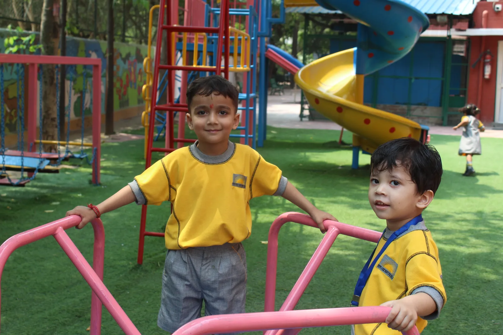 Play equipment in the outdoor area for younger children