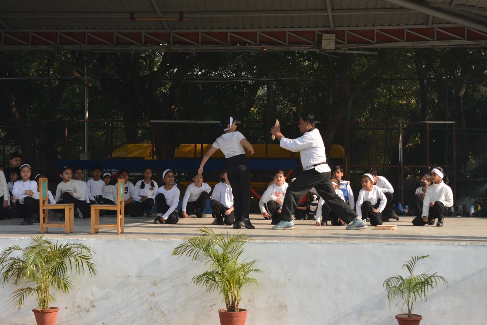 Students training in a taekwondo session