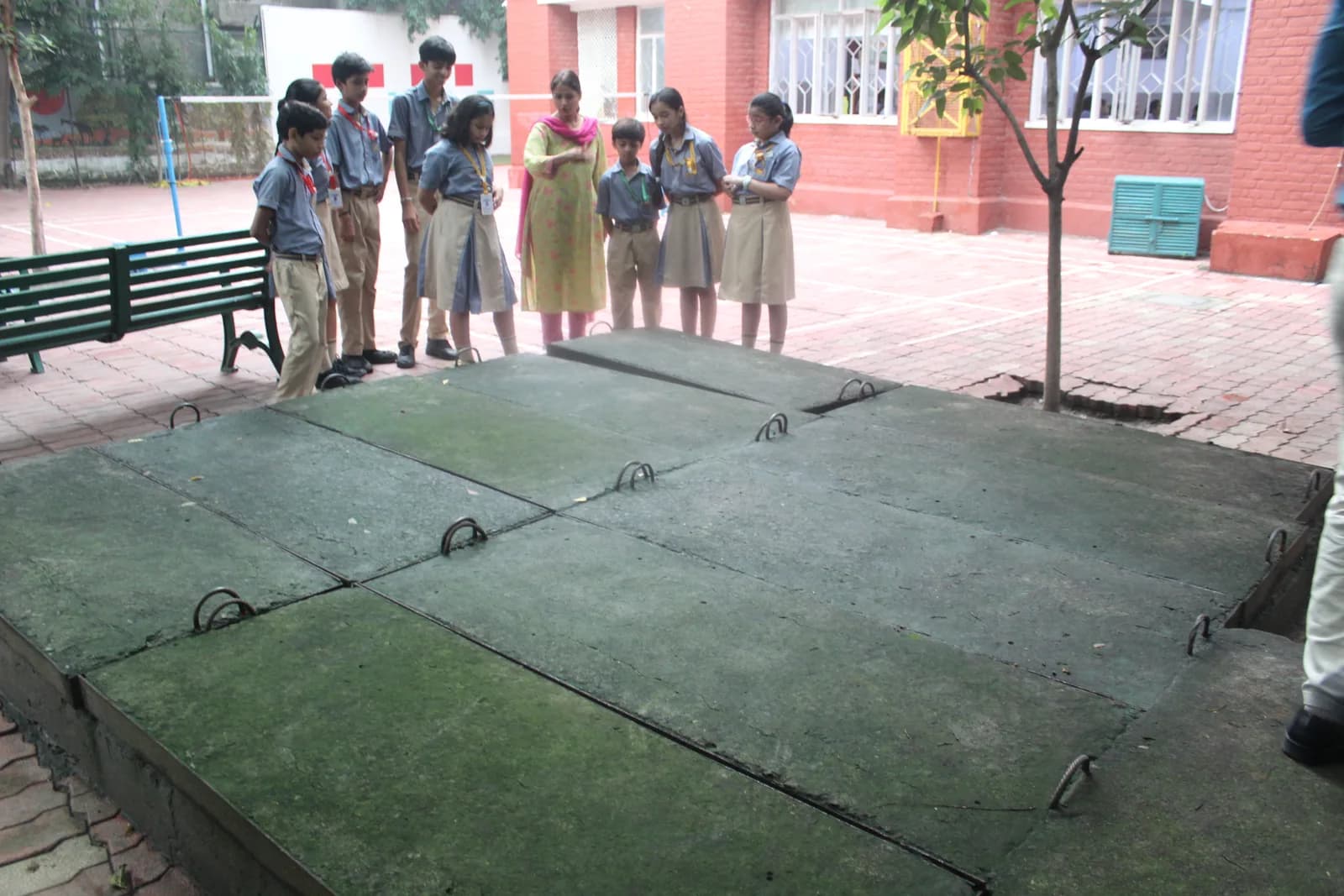 Rainwater harvesting installation on the school grounds